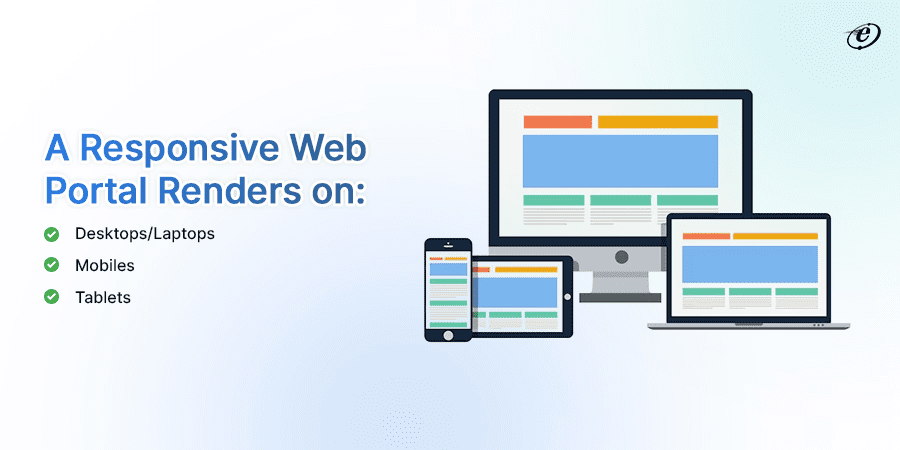 A responsive web portal renders on