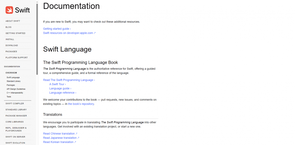 SWIFT documentation & SWIFT language
