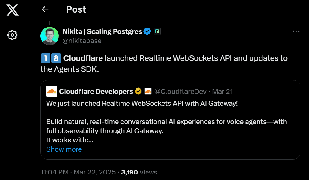 Cloudflare launched Realtime WebSockets API and updates to the Agents SDK